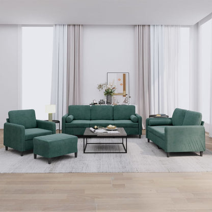 Set di Divani 4 pz con Cuscini Verde scuro in Velluto