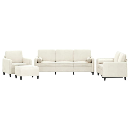 Set di Divani 4 pz con Cuscini Crema in Velluto