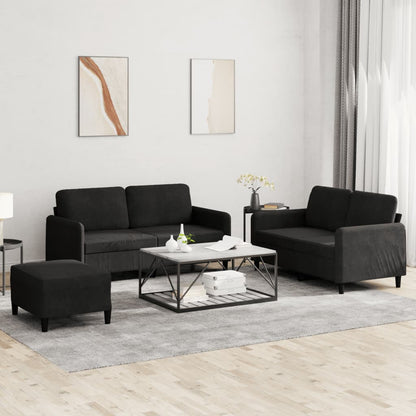 Set di Divani 3 pz Nero in Velluto