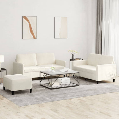 Set di Divani 3 pz Crema in Velluto