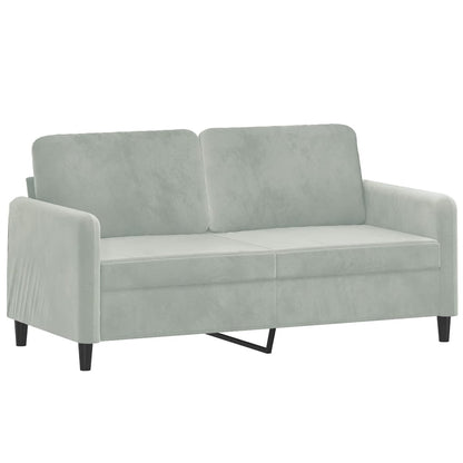 Set di Divani 2 pz con Cuscini Grigio Chiaro in Velluto