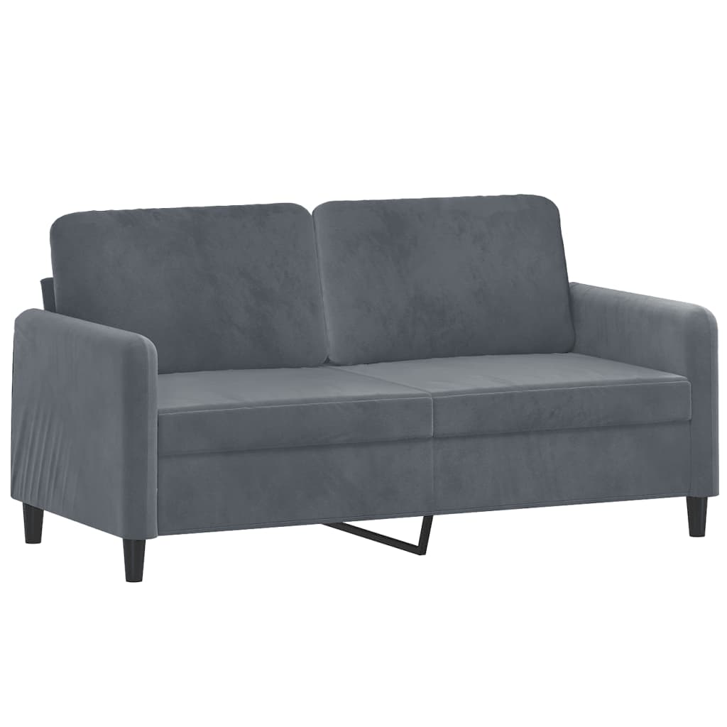 Set di Divani 2 pz con Cuscini Grigio Scuro in Velluto
