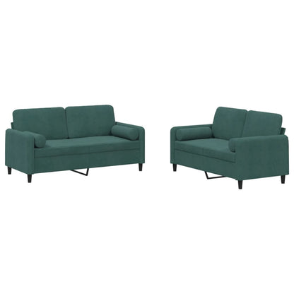 Set di Divani 2 pz con Cuscini Verde scuro in Velluto