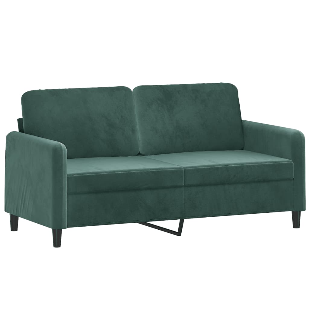 Set di Divani 2 pz con Cuscini Verde scuro in Velluto