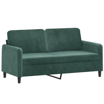 Set di Divani 2 pz con Cuscini Verde scuro in Velluto