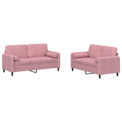 Set di Divani 2 pz con Cuscini rosa in Velluto