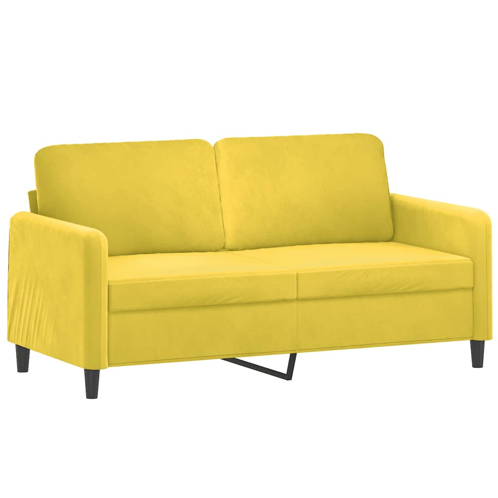 Set di Divani 2 pz con Cuscini giallo in Velluto
