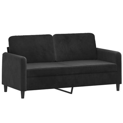 Set di Divani 3 pz con Cuscini Nero in Velluto