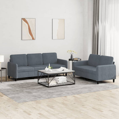 Set di Divani 2 pz Grigio Scuro in Velluto