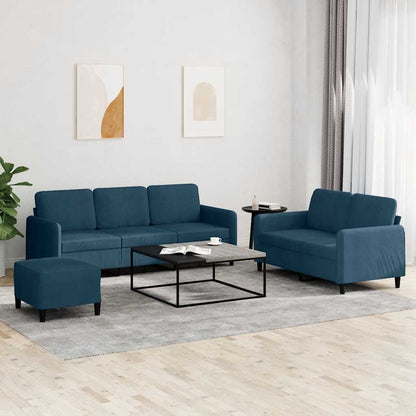 Set di Divani 3 pz Blu in Velluto