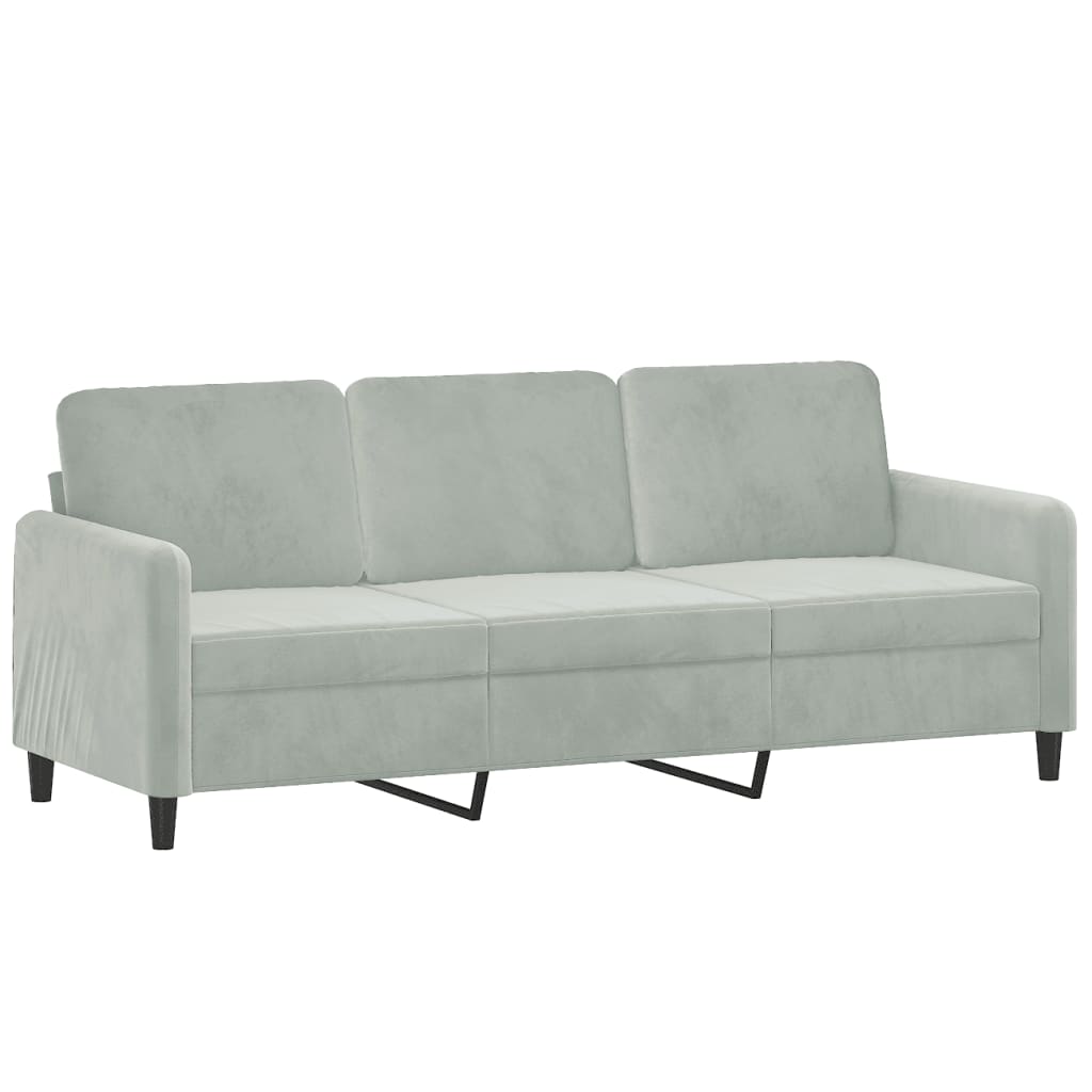 Set di Divani 2 pz con Cuscini Grigio Chiaro in Velluto