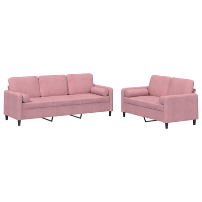 Set di Divani 2 pz con Cuscini rosa in Velluto