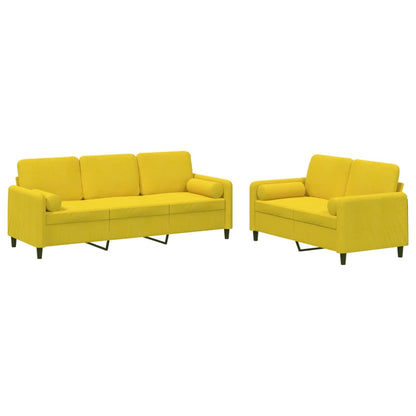 Set di Divani 2 pz con Cuscini giallo in Velluto