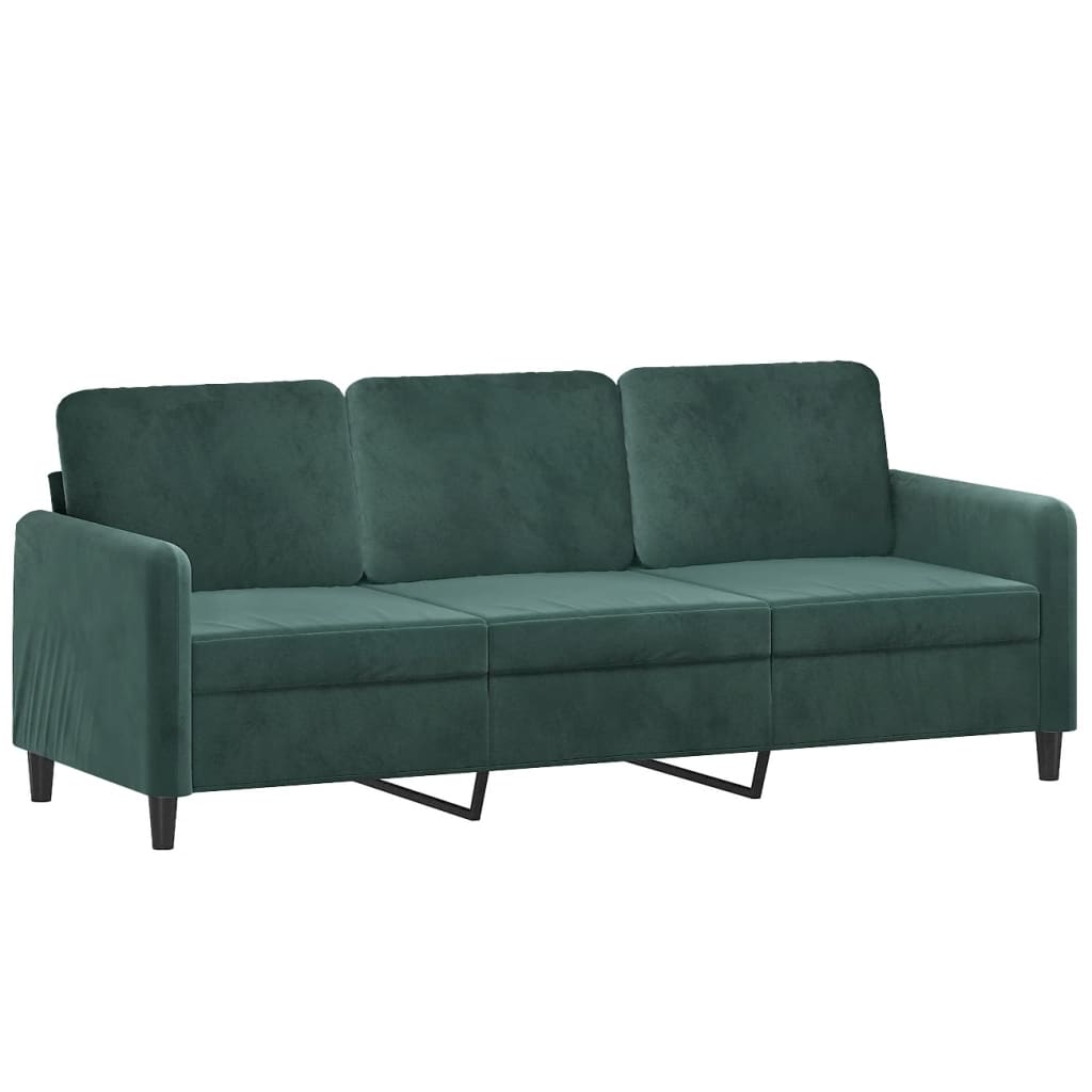 Set di Divani 3 pz con Cuscini Verde scuro in Velluto
