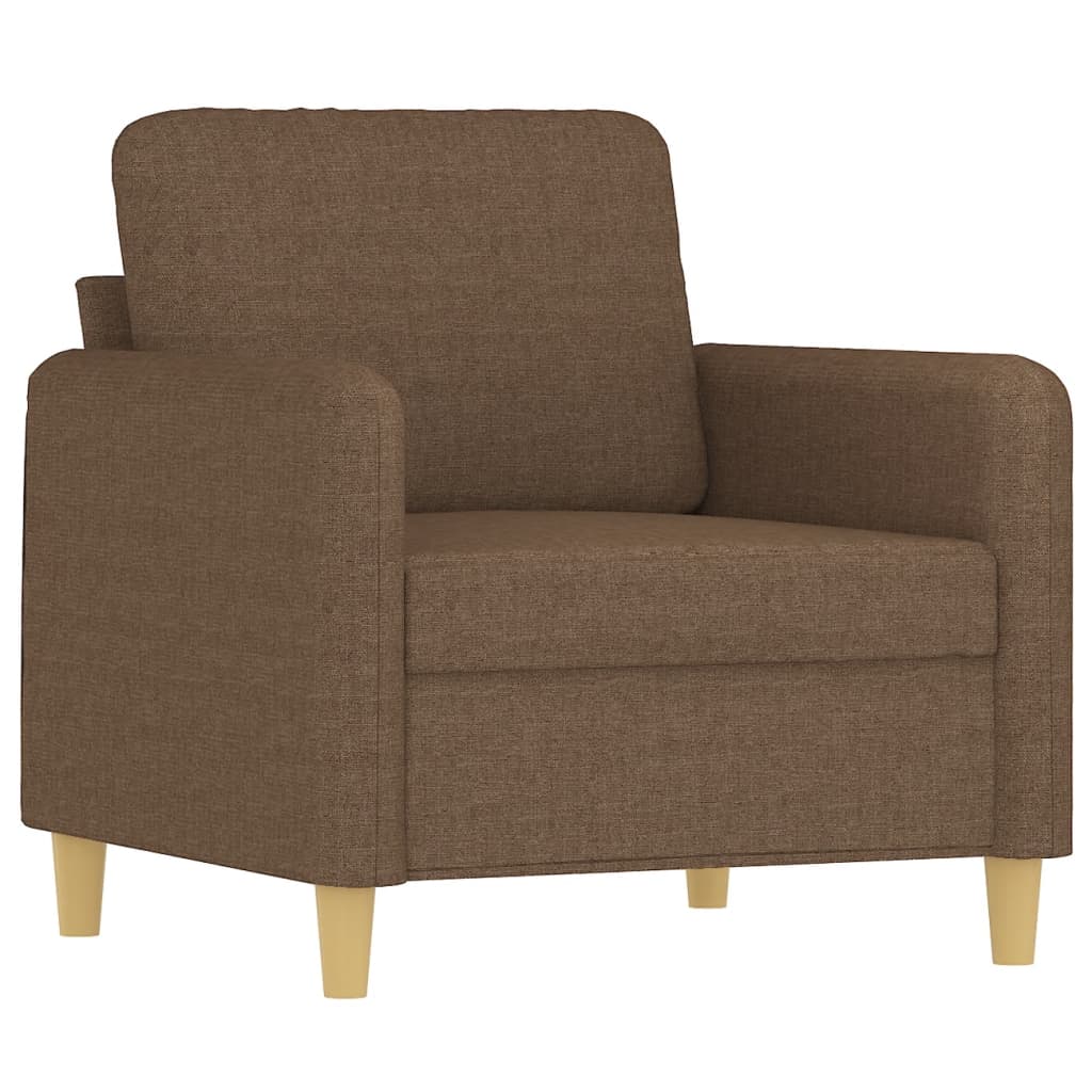 Set di Divani 3 pz con Cuscini Marrone in Tessuto