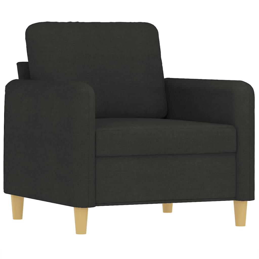 Set di Divani 3 pz con Cuscini Nero in Tessuto