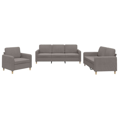 Set di Divani 3 pz con Cuscini Tortora in Tessuto