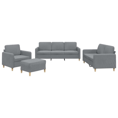 Set di Divani 4 pz con Cuscini Grigio Chiaro in Tessuto