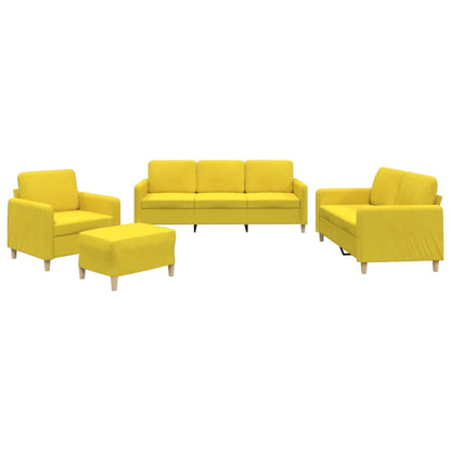 Set di Divani 4 pz con Cuscini Giallo Chiaro in Tessuto