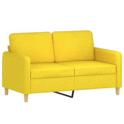 Set di Divani 4 pz con Cuscini Giallo Chiaro in Tessuto