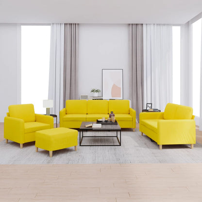 Set di Divani 4 pz con Cuscini Giallo Chiaro in Tessuto