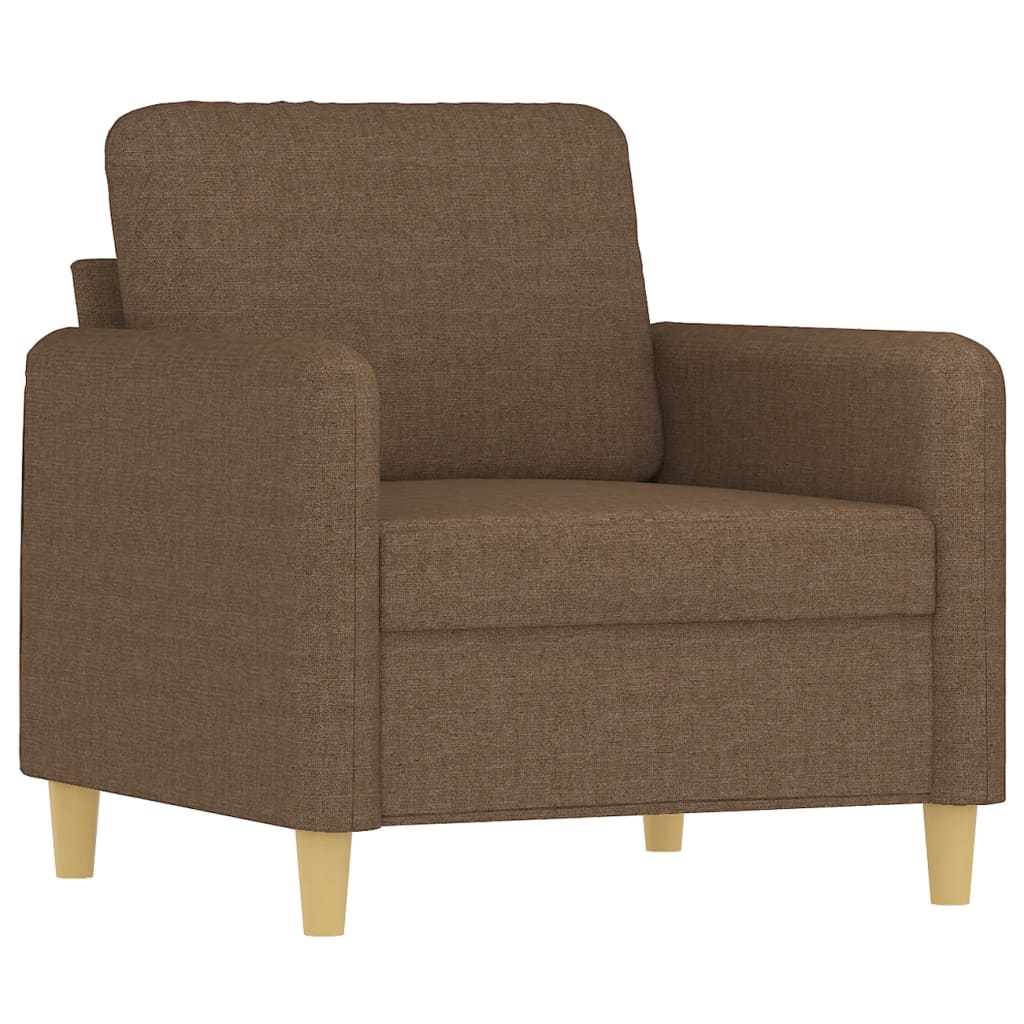 Set di Divani 3 pz con Cuscini Marrone in Tessuto