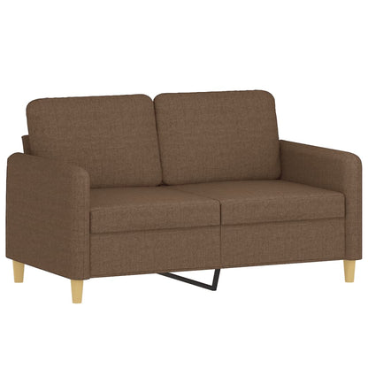 Set di Divani 3 pz con Cuscini Marrone in Tessuto