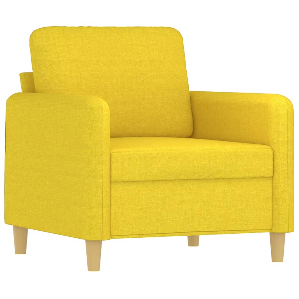Set di Divani 4 pz con Cuscini Giallo Chiaro in Tessuto