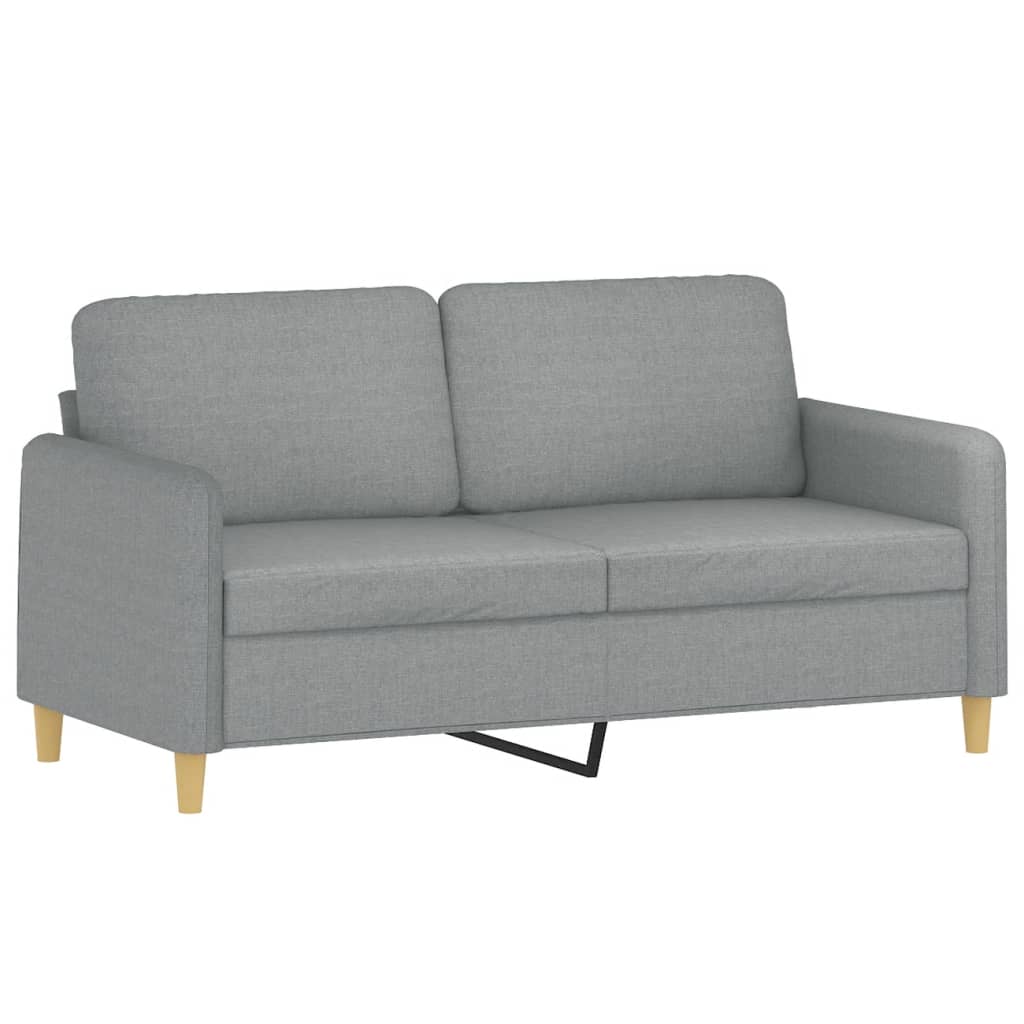 Set di Divani 2 pz con Cuscini Grigio Chiaro in Tessuto