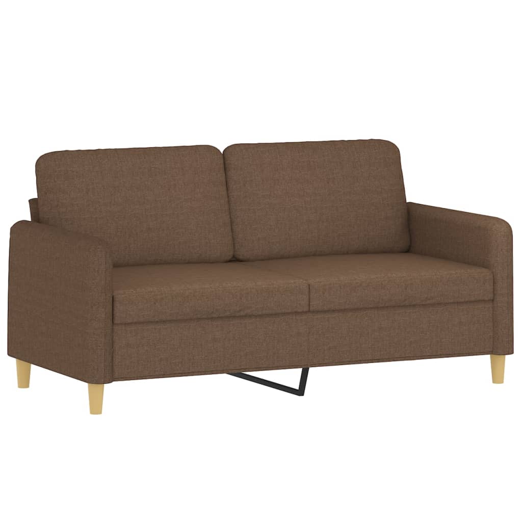 Set di Divani 2 pz con Cuscini Marrone in Tessuto