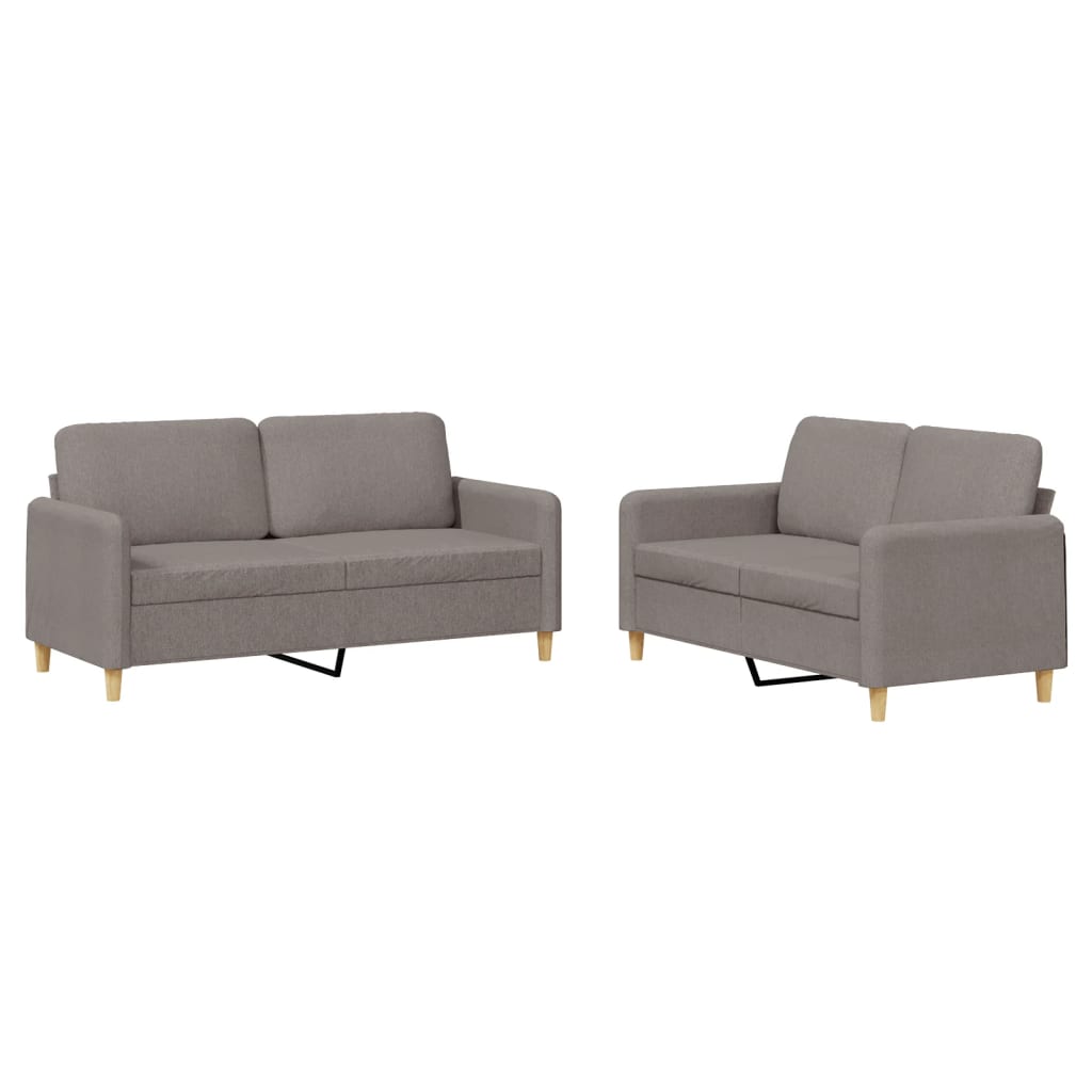 Set di Divani 2 pz con Cuscini Tortora in Tessuto