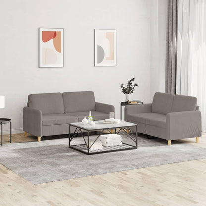 Set di Divani 2 pz con Cuscini Tortora in Tessuto