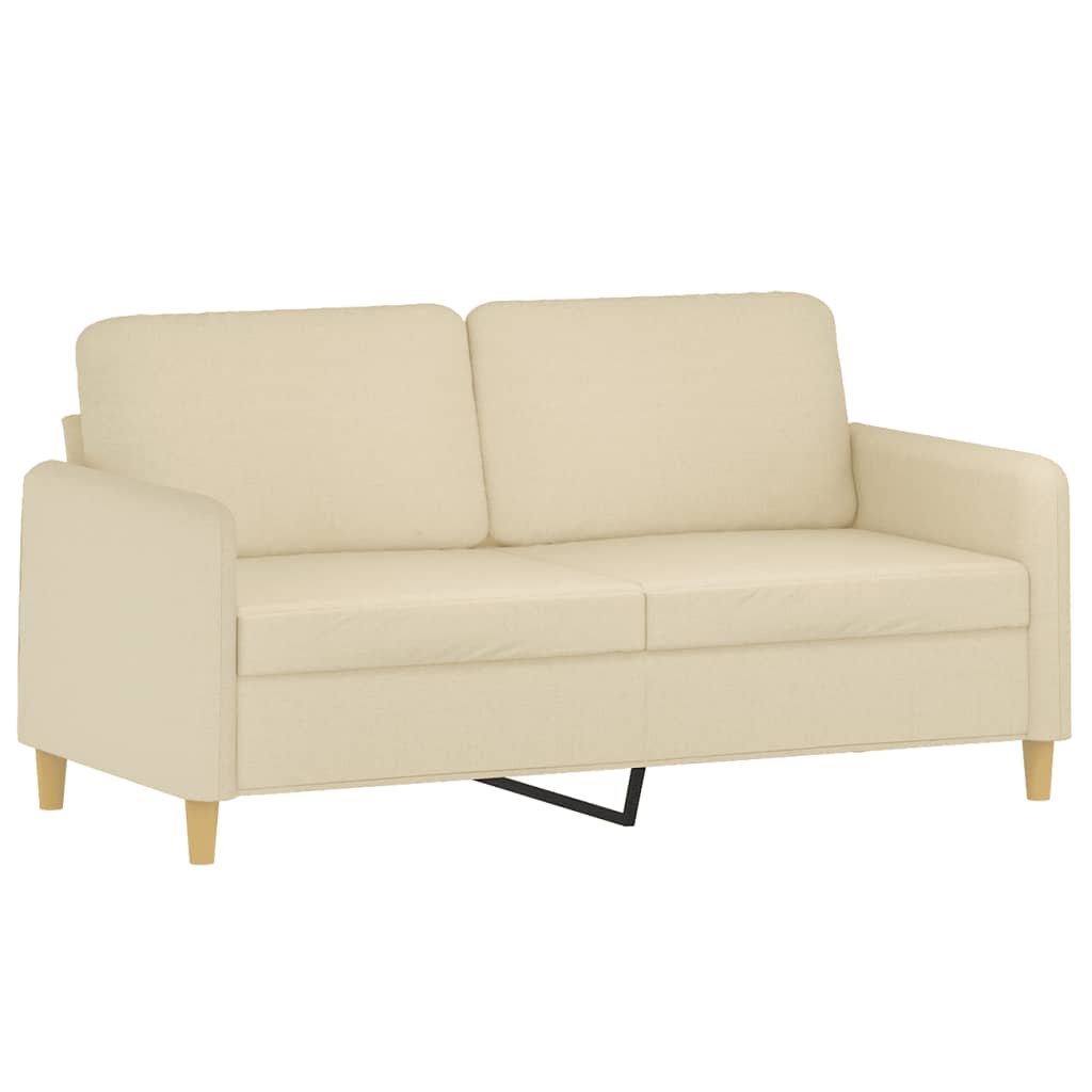 Set di Divani 3 pz con Cuscini Crema in Tessuto