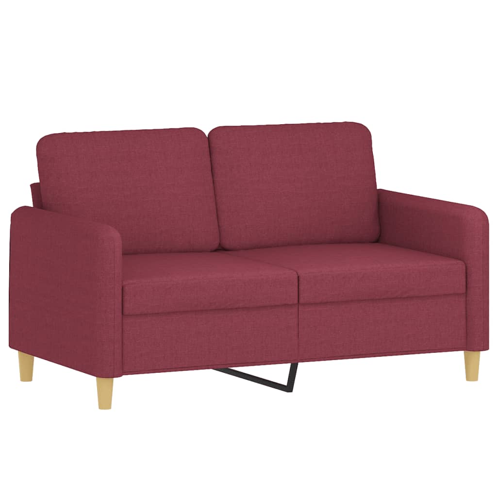 Set di Divani 3 pz con Cuscini Rosso Vino in Tessuto