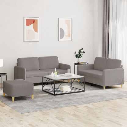 Set di Divani 3 pz con Cuscini Tortora in Tessuto