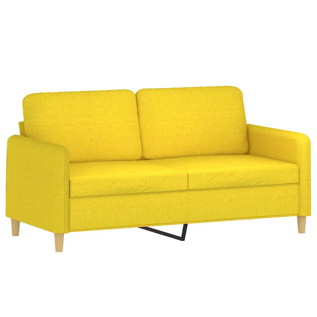 Set di Divani 2 pz con Cuscini Giallo Chiaro in Tessuto
