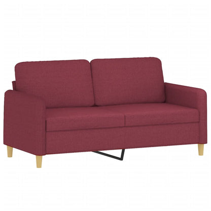 Set di Divani 3 pz con Cuscini Rosso Vino in Tessuto