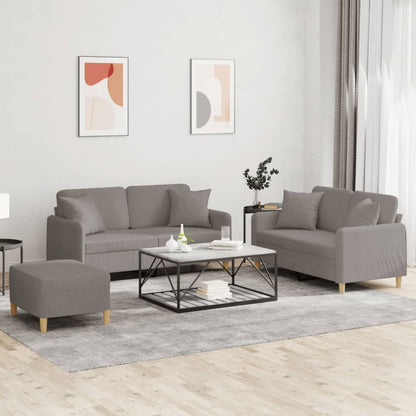 Set Divani 3 pz con Cuscini Tortora in Tessuto