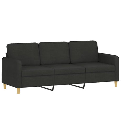 Set di Divani 2 pz con Cuscini Nero in Tessuto