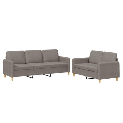 Set di Divani 2 pz con Cuscini Tortora in Tessuto