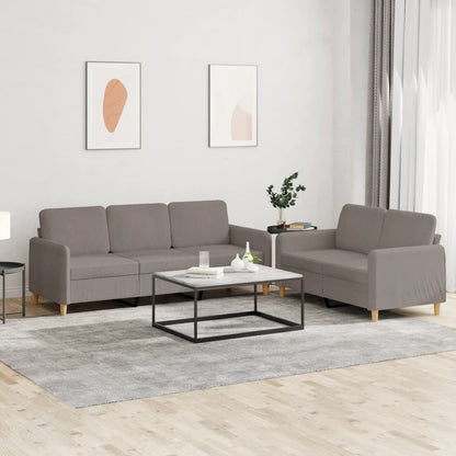 Set di Divani 2 pz con Cuscini Tortora in Tessuto