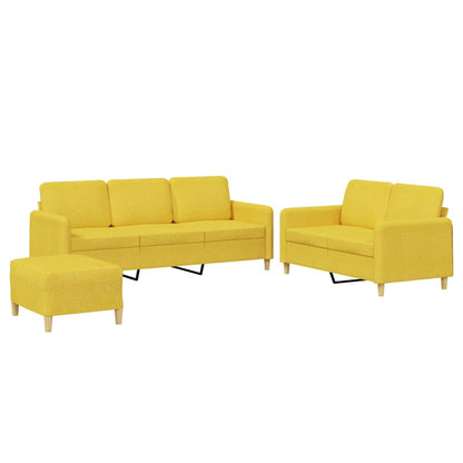 Set di Divani 3 pz con Cuscini Giallo Chiaro in Tessuto