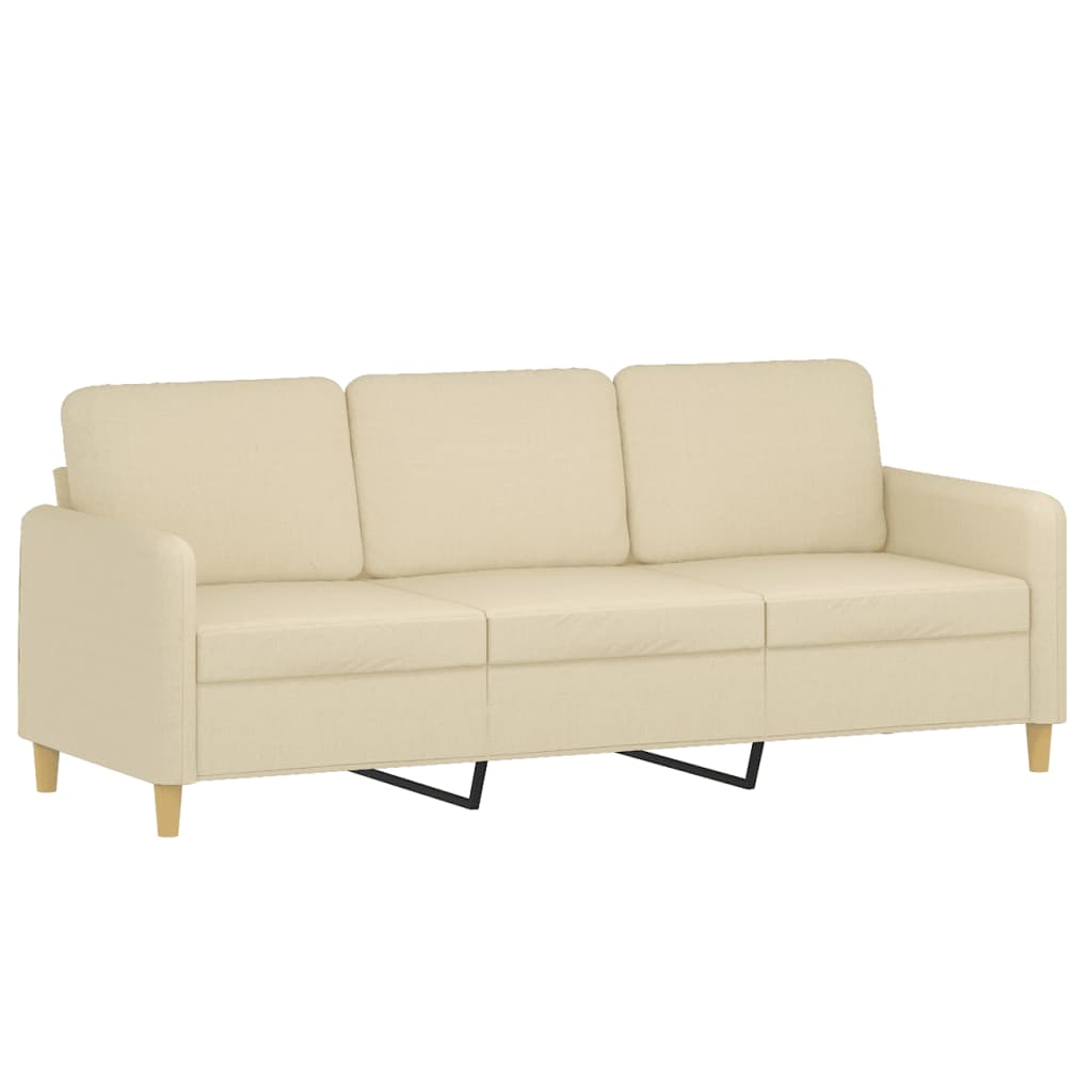 Set Divani 2 pz con Cuscini Crema in Tessuto