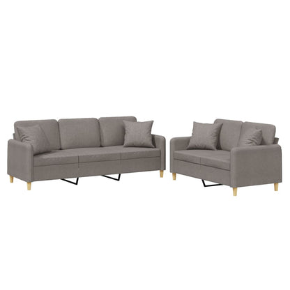 Set Divani 2 pz con Cuscini Tortora in Tessuto