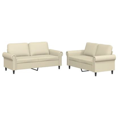 Set di Divani 2 pz con Cuscini Crema in Similpelle