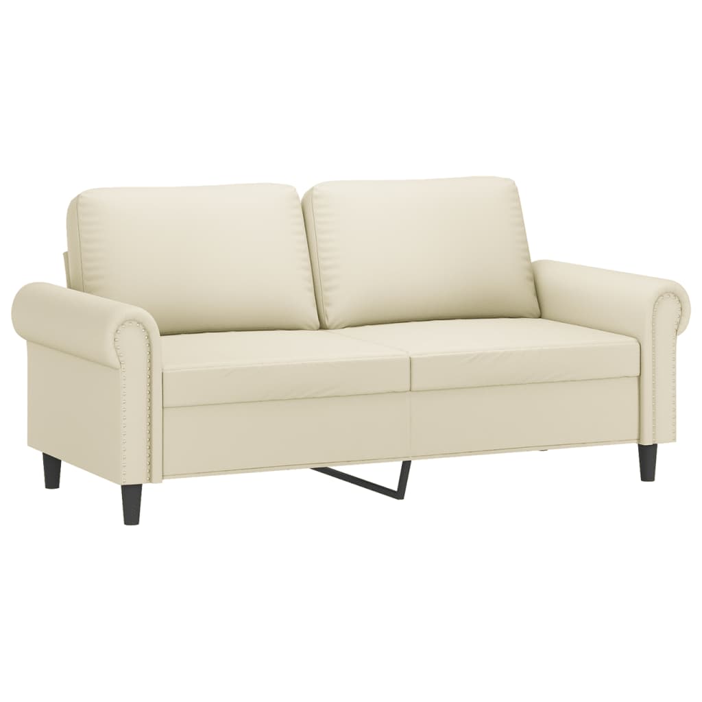 Set di Divani 2 pz con Cuscini Crema in Similpelle