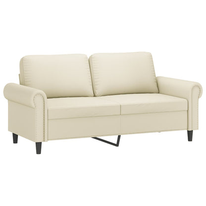 Set di Divani 2 pz con Cuscini Crema in Similpelle