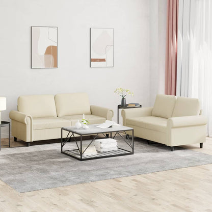 Set di Divani 2 pz con Cuscini Crema in Similpelle