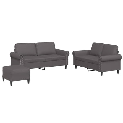 Set di Divani 3 pz con Cuscini Grigio in Similpelle