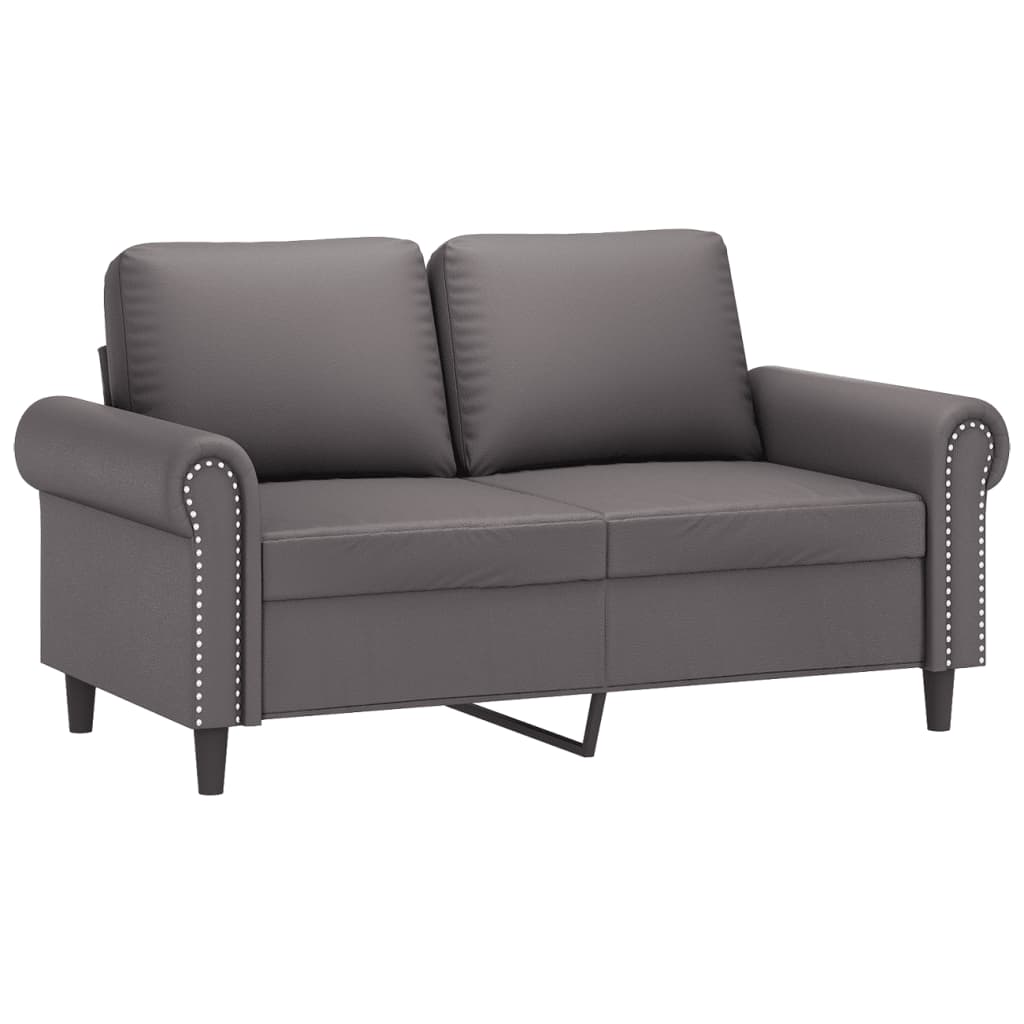 Set di Divani 3 pz con Cuscini Grigio in Similpelle